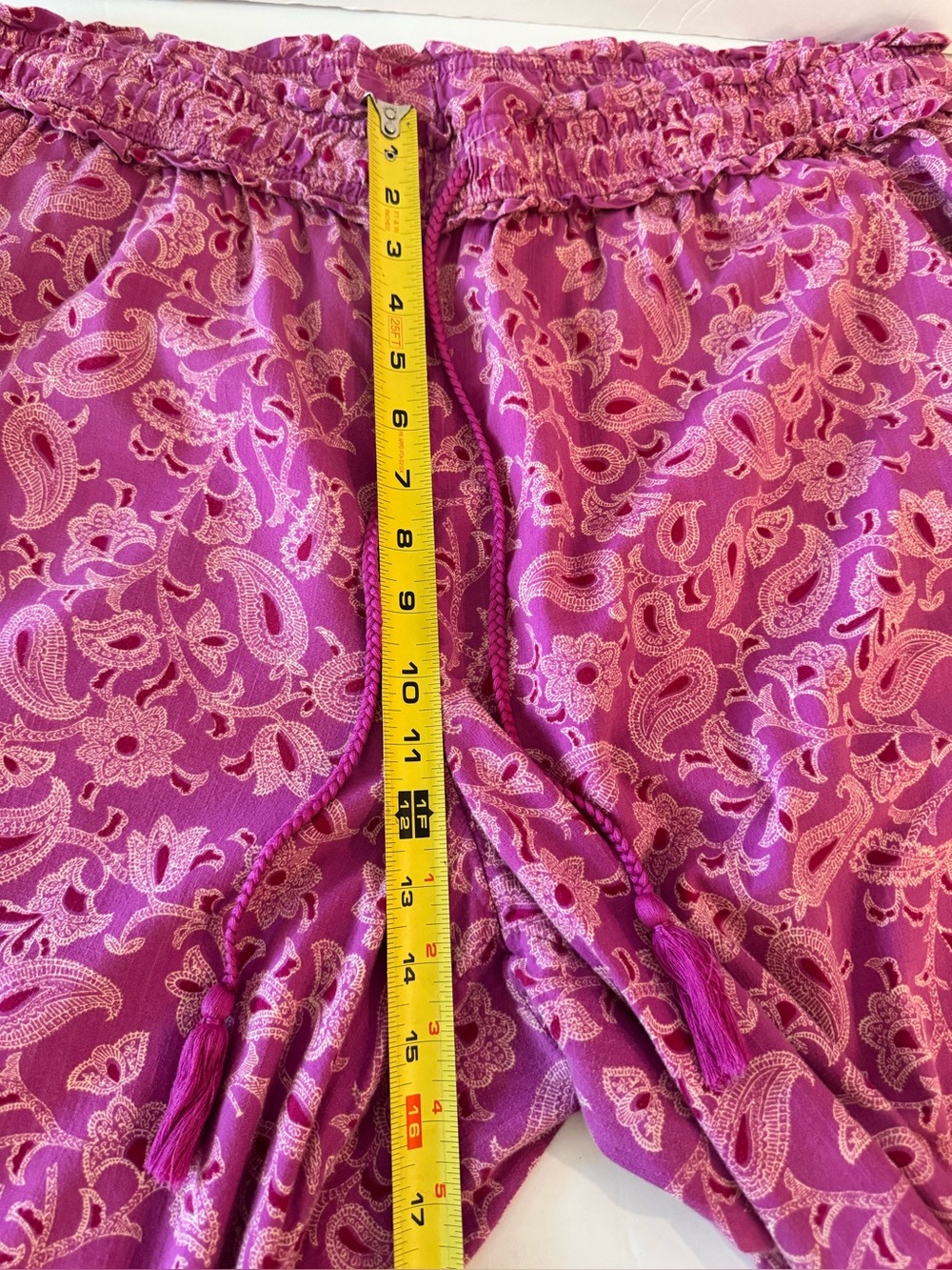 Knox Rose Pink Floral Paisley Wide-Leg Boho Pants, Cotton Blend- size XXL - Picture 5 of 9